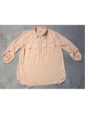 Michael Michael Kors Women’s Dusty Coral Pink 1/2 Zip Pullover Blouse Top Size L